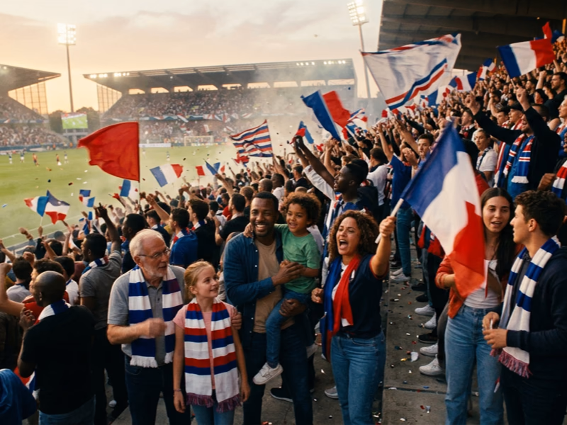 Tribune ultras supporters de clubs français Ligue 1 lors d'un match avec animation